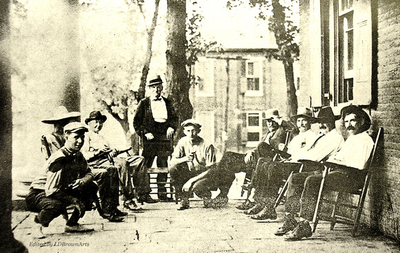 Men on the Courthouse Porch, Romney WV circa 1800's