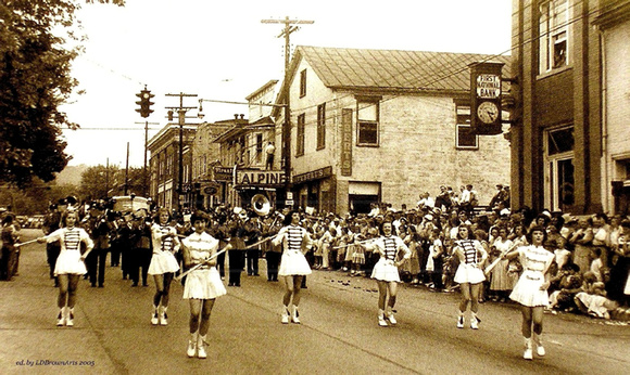 Majorettes Mariching on Main Street, Romney WV